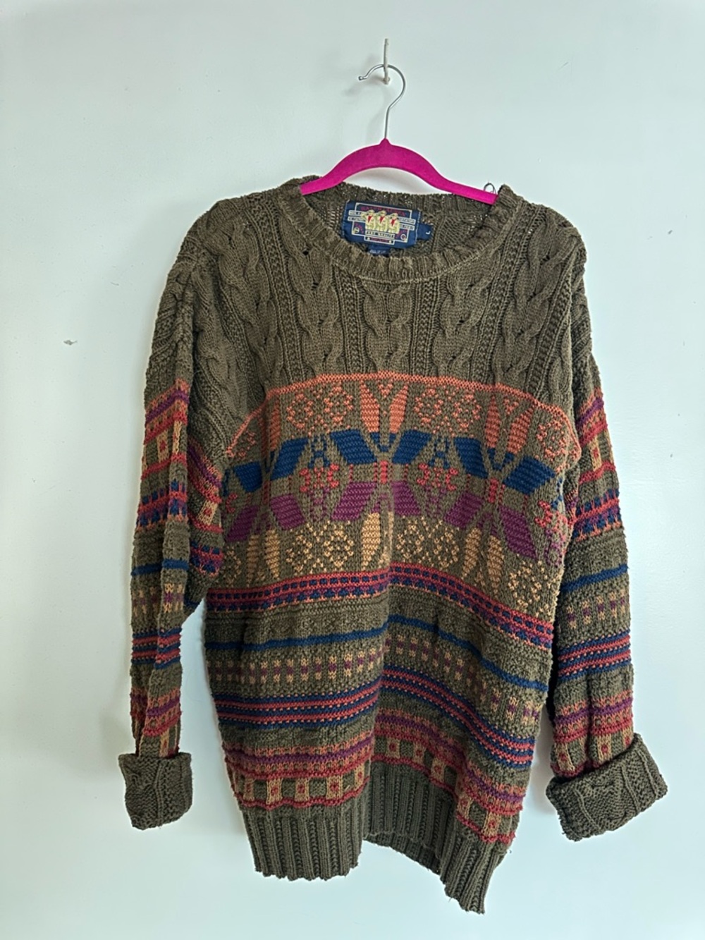 Ralph Lauren Olive Cable Knit Crewneck Sweater